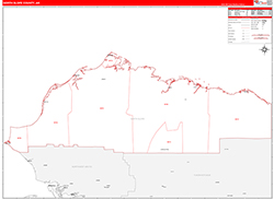 North SlopeBorough (County), AK Wall Map Zip Code Red Line Style 2026